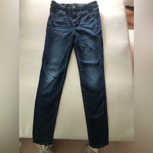 American Eagle next level stretch, skinny high rise jeans, medium dark wash